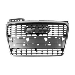 Grille assy CABRIO; w/o S-Line Pkg; Silver-Gray; w/Chrome Frame - AUDI S4 2007-2009