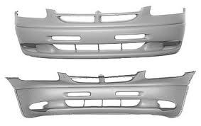 Front bumper cover w/o fog lamps; Base/SE; textrued finish; dark gray bottom - DODGE CARAVAN 1999-2000