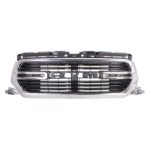 Grille assy BIG HORN|LARAMIE; w/Surround View Camera; Code [MAJ]/[XAK]; Black Chrome - RAM 1500 2019-2022