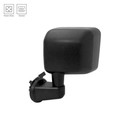 Left Mirror outside rear view Power; Heated; Man-Folding; Textured Black - JEEP WRANGLER 2015-2017