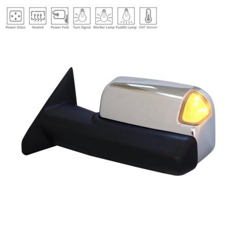 Left Mirror outside rear view w/Towing Pkg; w/o Blind Spot Sensor; w/o Surround View; w/o Memory; Chrome - RAM 2500 2019-2021