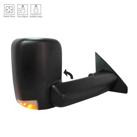 Right Mirror outside rear view w/Towing Pkg; w/o Blind Spot Detection; Black Trim - RAM 1500 2019-2022