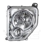 Left Headlamp assy composite w/Fog Lamps; Chrome Bezel; Round Bulb Shield - JEEP LIBERTY 2010-2012