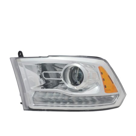 Left Headlamp assy composite Halogen; Projector Type; To 12-14-14; Chrome Bezel - RAM 1500 2013-2015