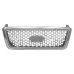 Grille assy except Heritage; Lariat; honeycomb design; bright & silver; w/bright frame - FORD F-150 2004-2008