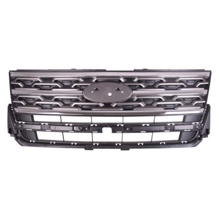 Grille assy XLT; w/o Sport Appearance Pkg; Light Gray & Chrome Mldg - FORD EXPLORER 2018-2019