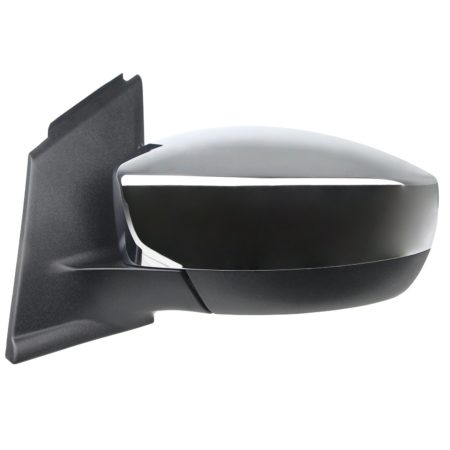 Left Mirror outside rear view Power; Non-Heated; w/o BLIS; w/o Signal Lamp; w/Cover; Chrome - FORD ESCAPE 2013-2016