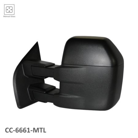 Left Mirror outside rear view Trailer Tow Type; Manual; w/o Signal Lamps; Black - FORD F-150 2015-2018