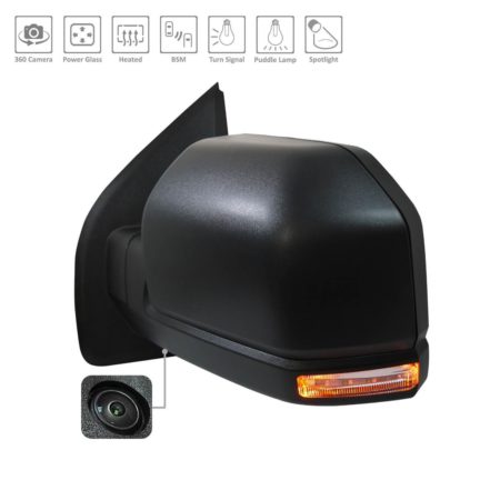 Left Mirror outside rear view RAPTOR; w/Side View Camera; From 2-26-18; Black - FORD F-150 2018-2020