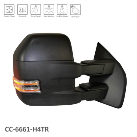 Right Mirror outside rear view Trailer Tow Type; Manual; Dual Sail; Telescopic; w/Signal Lamps; Black - FORD F-150 2015-2018