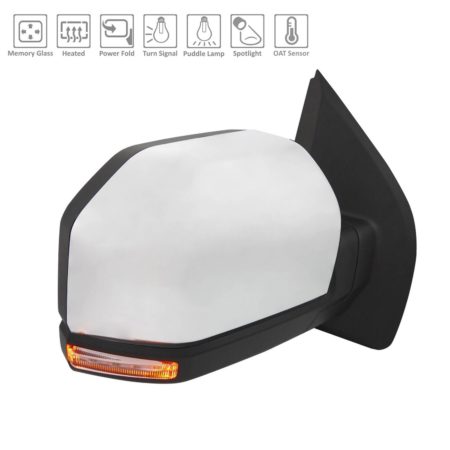 Right Mirror outside rear view Standard; w/Spot Lamp; w/o BLIS; Chrome - FORD F-150 2018-2018