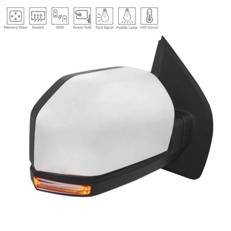 Right Mirror outside rear view Standard; w/o Spot Lamp; w/BLIS; Chrome - FORD F-150 2018-2018