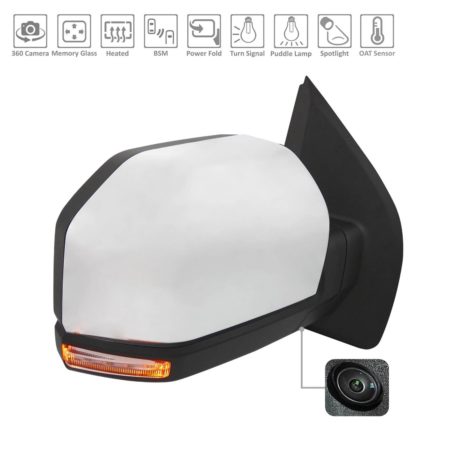 Right Mirror outside rear view Standard; w/Side View Camera; w/BLIS; w/Spot Lamp; Chrome - FORD F-150 2018-2018