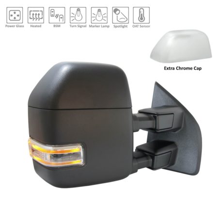 Right Mirror outside rear view Power; Man-Telescoping; w/BLIS; w/o S/V Camera; w/ Spotlight - FORD F-250 SUPER DUTY 2017-2022