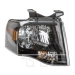 Right Headlamp assy composite w/Black-Out; Black housing - FORD EXPEDITION 2007-2014
