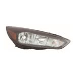 Right Headlamp assy composite Halogen; w/o Signature Lighting; Black Bezel; Bulb DRL - FORD FOCUS 2015-2018