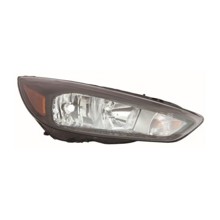 Right Headlamp assy composite Halogen; w/o Signature Lighting; Black Bezel; Bulb DRL - FORD FOCUS 2015-2018