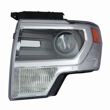 Left Headlamp lens/housing HID; Chrome Trim - FORD F-150 2013-2014