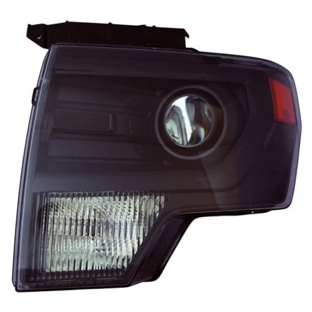 Left Headlamp lens/housing HID; Black Trim - FORD F-150 2013-2014