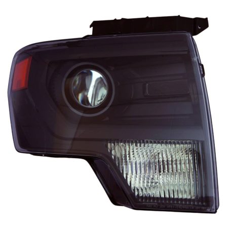 Right Headlamp lens/housing HID; Black Trim - FORD F-150 2013-2014