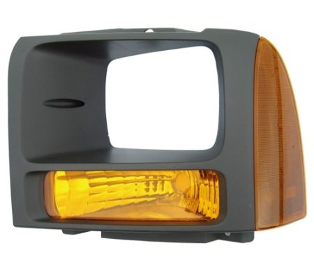 Right Parklamp lens/housing all; w/o Bulbs & Sockets; Black Bezel - FORD F-250 SUPER DUTY 2006-2007