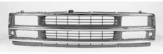 Grille assy late design; bright & silver & gray; w/composite headlamps - CHEVROLET EXPRESS 3500 1996-2002