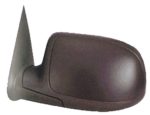 Left Mirror outside rear view standard style; power remote; heated; matte-black base w/gloss black cap - GMC SIERRA 1500 1999-2002