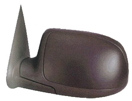 Left Mirror outside rear view standard style; power remote; heated; matte-black base w/gloss black cap - GMC SIERRA 1500 1999-2002