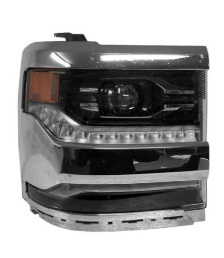 Right Headlamp Assy Composite LED; Chrome Bezel - CHEVROLET SILVERADO 1500 2016-2018
