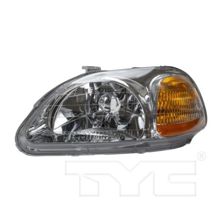 Left Headlamp assy composite Exc. SI; includes side marker lamp; w/o bulbs or sockets - HONDA CIVIC 1996-1998