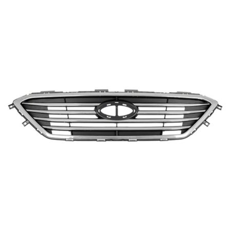 Grille assy Std Type; w/o Auto Cruise; w/Chrome Mldg; Silver - HYUNDAI SONATA 2015-2017