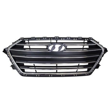 Grille Assy 1.4L Turbo/2.0L; Sedan; Korea Built; W/O Auto Cruise; Chrome - HYUNDAI ELANTRA 2017-2018