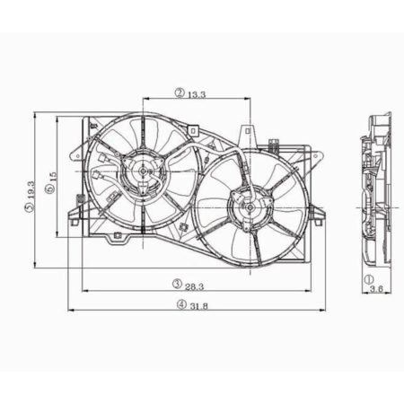 Radiator cooling fan assy dual fan assembly; w/o towing package - MAZDA MPV 2002-2005