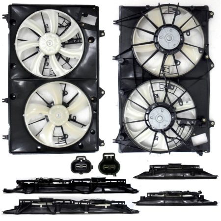 Radiator cooling fan assy 3.5L; USA Built; w/Towing Pkg; Motor/Blade/Shroud Dual Fan Assy - TOYOTA HIGHLANDER 2010-2013
