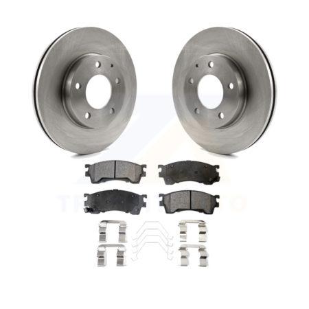 Front Disc Brake Rotors And Ceramic Pad Kit For 2002 Mazda 626 2.5L with Drum rear brakes K8T-100323