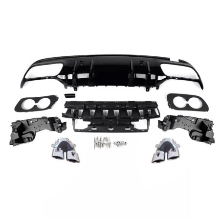 Mercedes-Benz C-Class W205 2015-2021 Rear Diffuser with Exhaust Tips AMG C43 Style Gloss Black