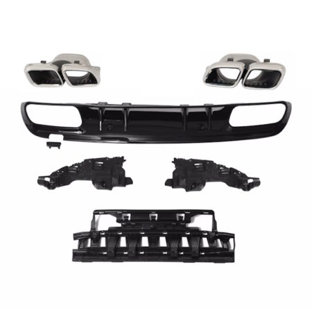 Mercedes-Benz C-Class W205 2015-2021 Rear Diffuser with Exhaust Tips AMG C63 Style Gloss Black