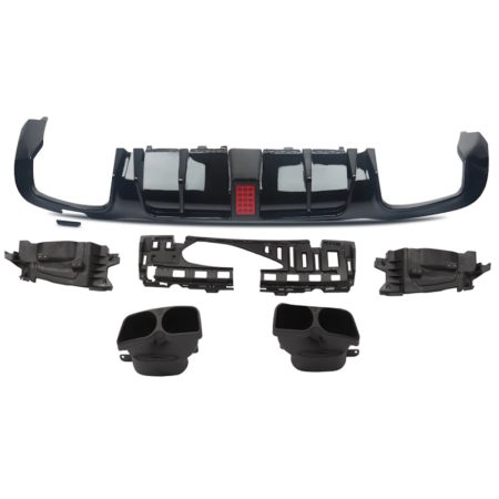 Mercedes-Benz E-Class W213 2017-2020 Rear Diffuser with Exhaust Tips BBS Style Gloss Black