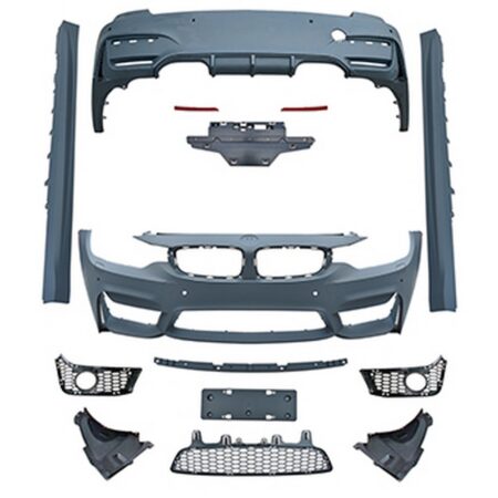 BMW 3 Series F30 2012-2018 Front Rear Bumper Conversion Body Kit W/Fog Lamp Hole to M3 Style Look
