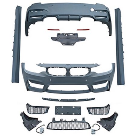 BMW 3 Series F30 2012-2018 Front Rear Bumper Conversion Body Kit W/O Fog Lamp Hole to M3 Style Look