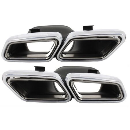 Mercedes Benz E-Class W212 2014-2016 Quad Exhaust Tips E63 AMG Style Silver