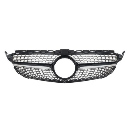 Mercedes Benz C-Class W205 2015-2018 Diamond Style Front Grille Black W/Camera Hole