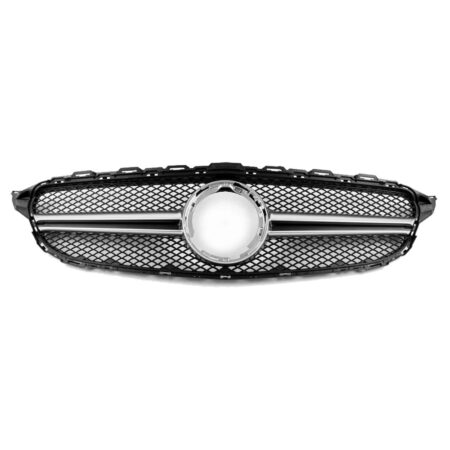 Mercedes Benz C-Class W205 2015-2018 AMG Style Front Grille Silver W/Camera Hole