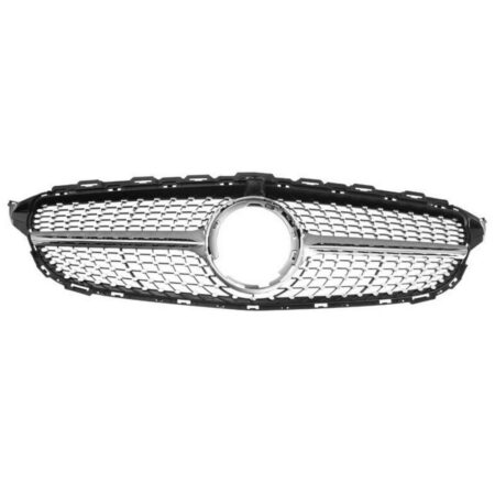 Mercedes Benz C-Class W205 2019-2021 Diamond Style Front Grille Silver